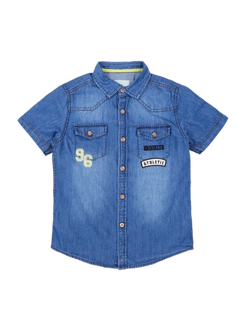 

Pantaloons Junior Boys Blue Regular Fit Faded Casual Shirt