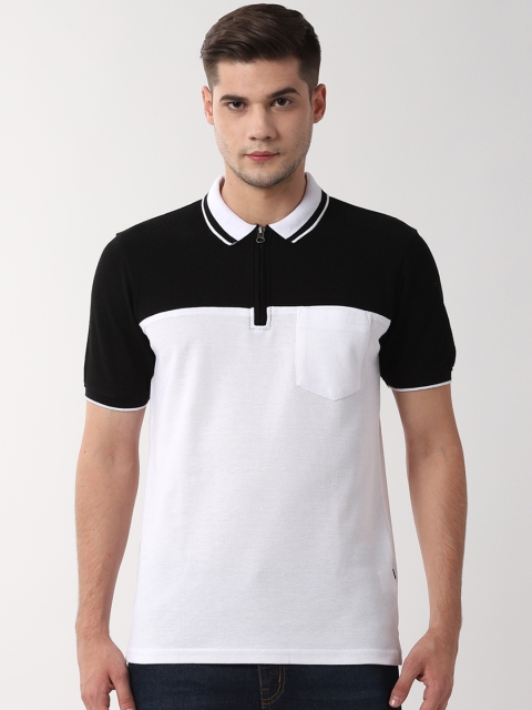 

Peter England Casuals Men White Colourblocked Polo Collar T-shirt
