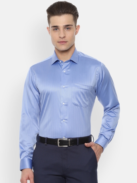 Van Heusen Men Blue Regular Fit Self Design Party Shirt