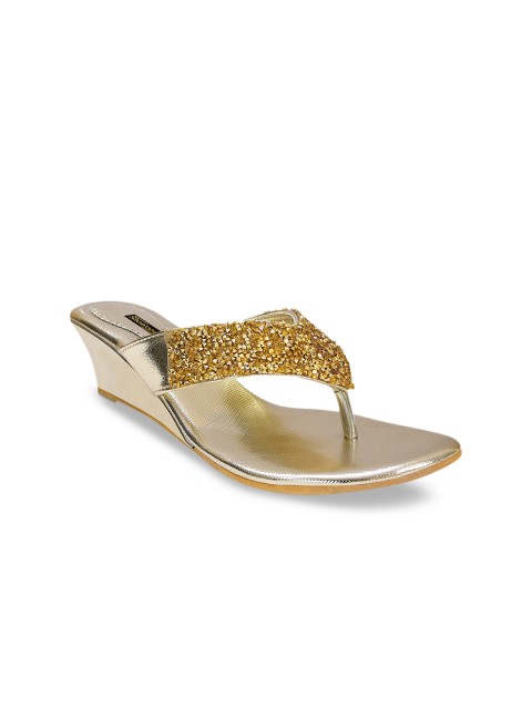 

Shoetopia Women Gold-Toned Embellished Heels