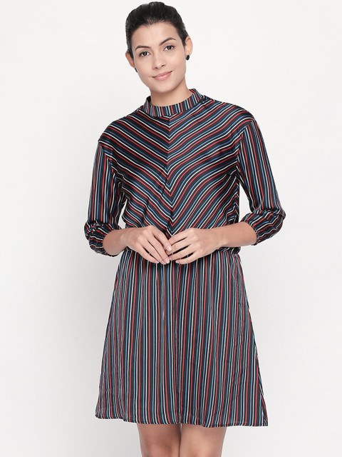 

Annabelle by Pantaloons Women Black Striped Blouson Dress