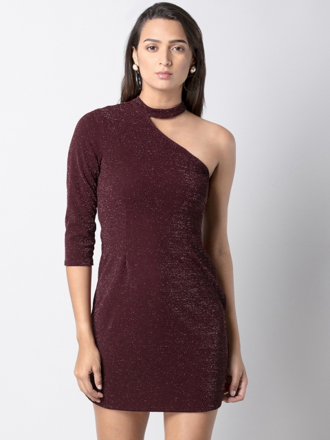 

FabAlley Women Maroon Solid Sheath Dress