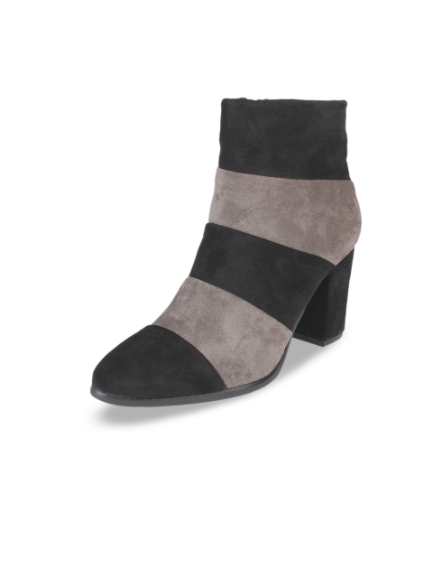 

Flat n Heels Women Black & Grey Colourblocked Heeled Boots
