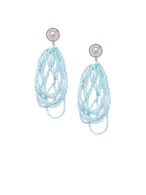 

Blisscovered Turquoise Blue & White Contemporary Drop Earrings