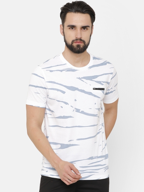 

COOL COLORS Men White Printed Round Neck T-shirt