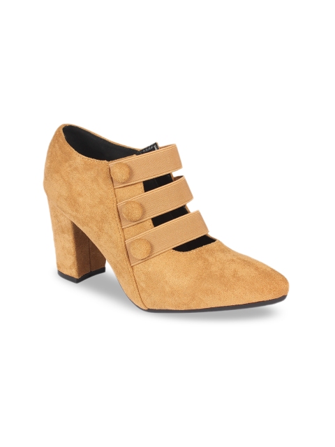 

Flat n Heels Women Tan Brown Solid Heeled Boots