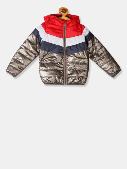 

Cherokee Girls Taupe Colourblocked Puffer Jacket, Red