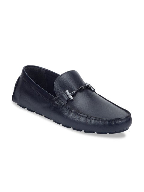 

Red Tape Men Navy Blue Solid Leather Horsebit Loafers
