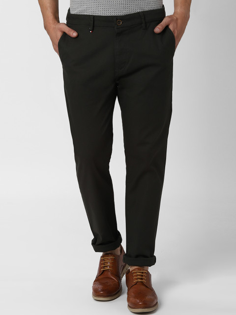 

Peter England Casuals Men Black Slim Fit Solid Regular Trousers