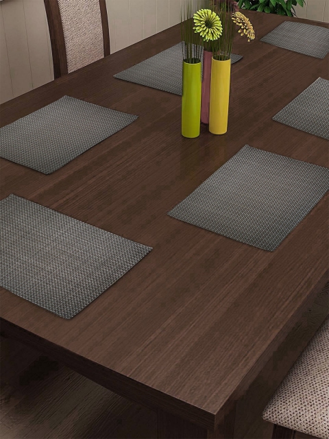 

BIANCA Set of 6 Silver-Toned Solid PVC Dining Table Mats
