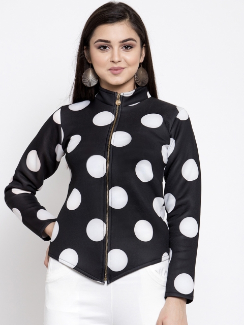 

Purple Feather Women Black & White Printed Tailored Jacket