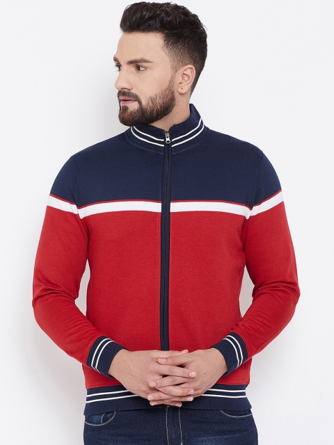 

Austin wood Men Red & Navy Blue Solid Sweatshirt