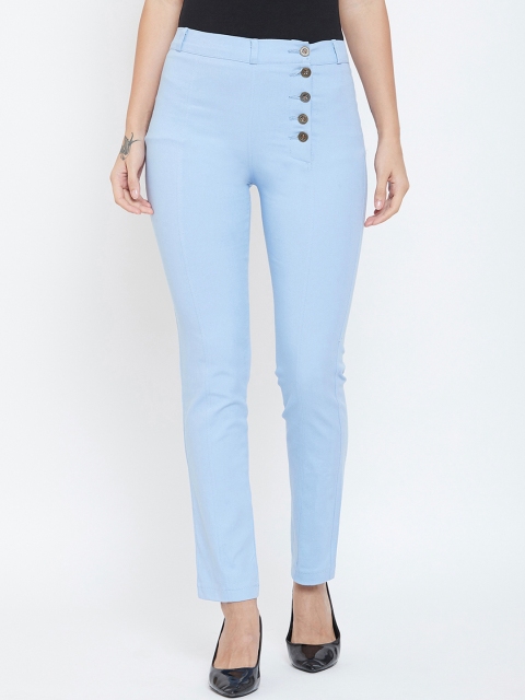 

Rider Republic Women Blue Slim Fit Solid Cigarette Trousers
