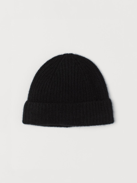 

H&M Men Black Solid Cashmere Cap