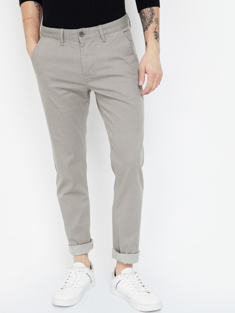

CODE by Lifestyle Men Beige Straight Fit Self Design Regular Trousers