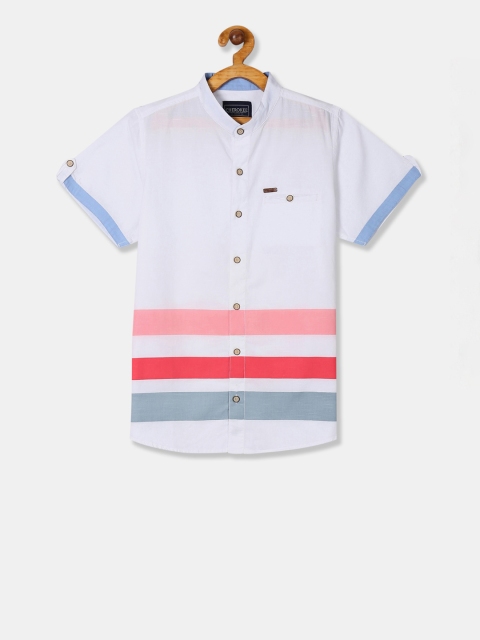 

Cherokee Boys White & Pink Regular Fit Colourblocked Casual Shirt