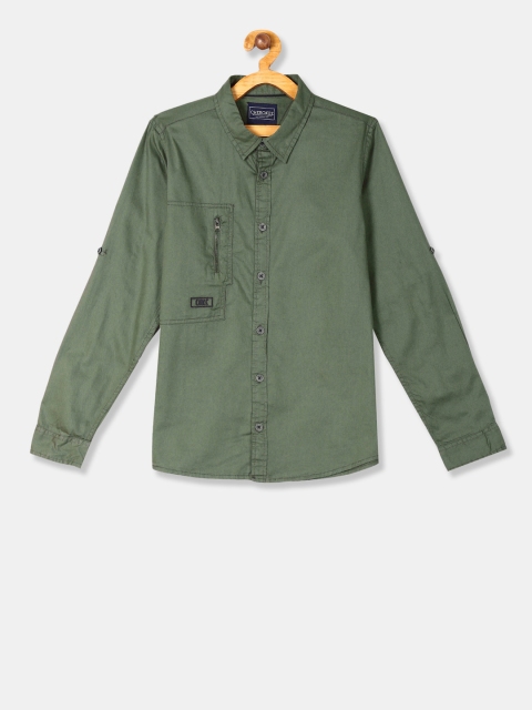 

Cherokee Boys Green Regular Fit Solid Casual Shirt