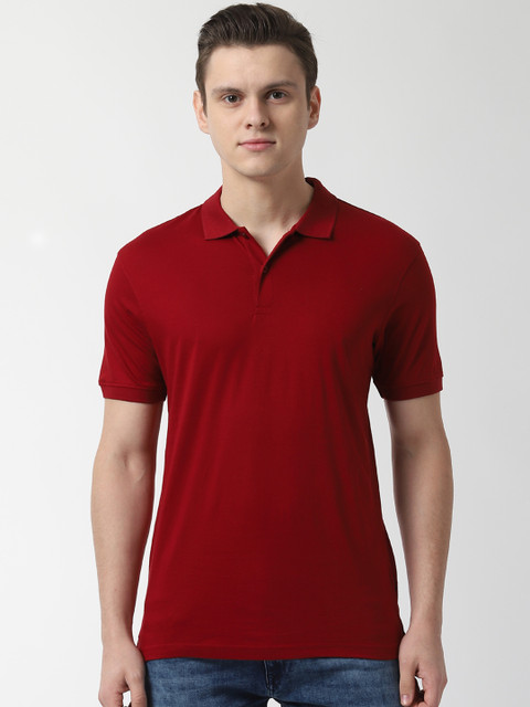

Peter England Casuals Men Red Solid Polo Collar T-shirt