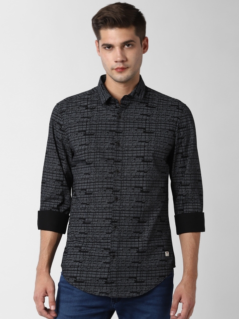 

Peter England Casuals Men Black & Grey Slim Fit Printed Casual Shirt