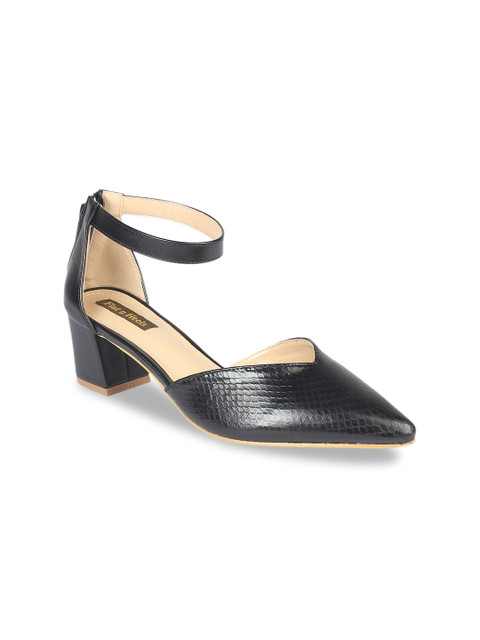 

Flat n Heels Women Black Textured Heels