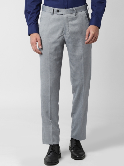

Peter England Men Grey Smart Slim Fit Solid Formal Trousers