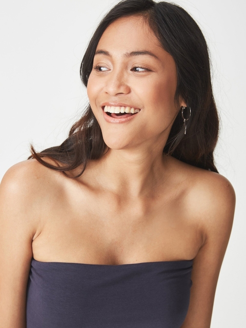 

COTTON ON Women Navy Blue Solid Tube Top