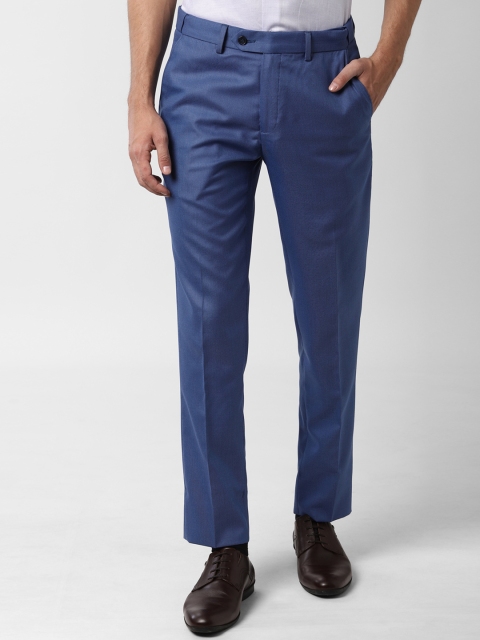 

Peter England Men Blue Slim Fit Solid Regular Trousers