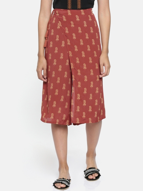 

Chumbak Women Rust Brown Printed Wide Leg Palazzos