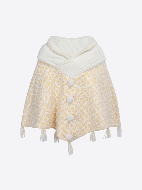 

CUTECUMBER Girls Yellow Self Design Poncho Sweater