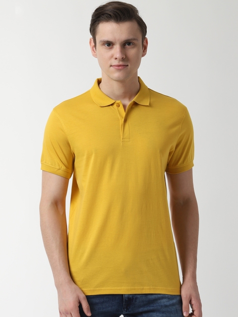 

Peter England Casuals Men Yellow Solid Polo Collar T-shirt