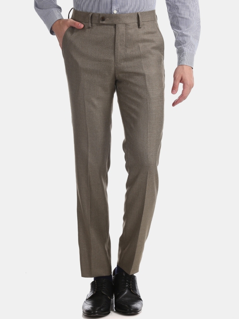 

Arrow Men Brown Kansas Slim Fit Self Design Formal Trousers
