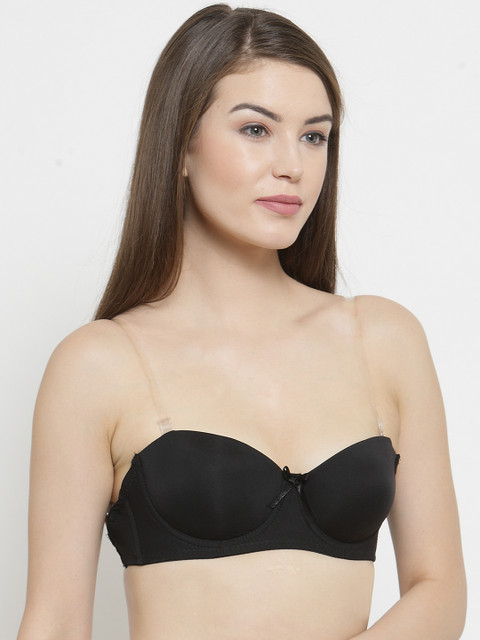 

Quttos Black Solid Underwired Lightly Padded Push-Up Bra
