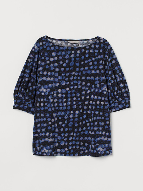 

H&M Women Blue Printed Jersey Crepe Top