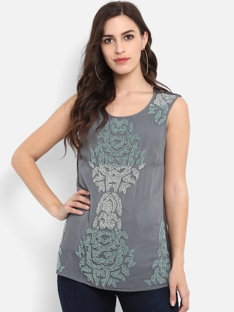 

Aditi Wasan Women Grey Embellished Top