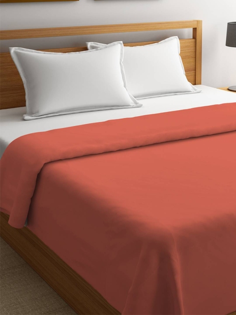 

STELLAR HOME Coral Red Solid AC Room 210 GSM Double Bed Blanket