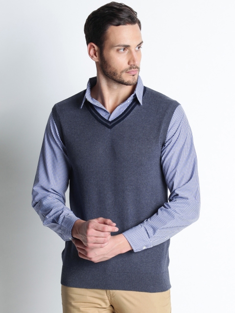 

RICHARD PARKER by Pantaloons Men Grey Self Design Sweater Vest