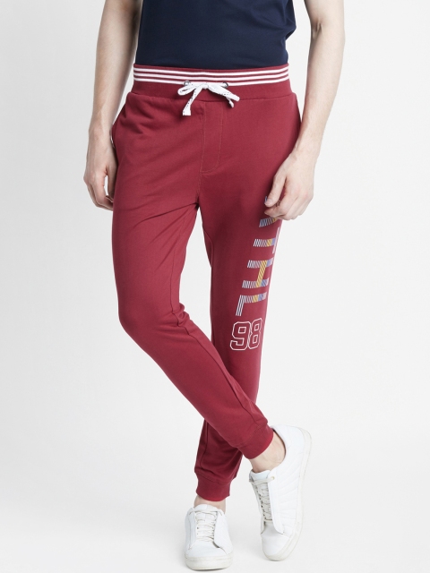 

Ajile by Pantaloons Maroon Solid Straight Fit Pure Cotton Joggers