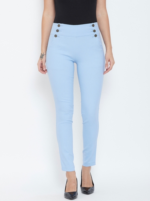 

Rider Republic Women Blue Slim Fit Solid Cigarette Trousers