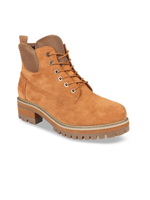 

Flat n Heels Women Tan Brown Solid Heeled Boots
