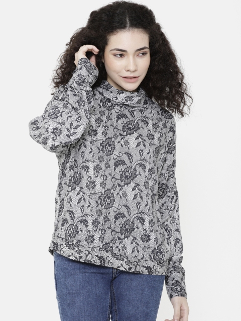 

Double Two Women Grey Floral Print Top