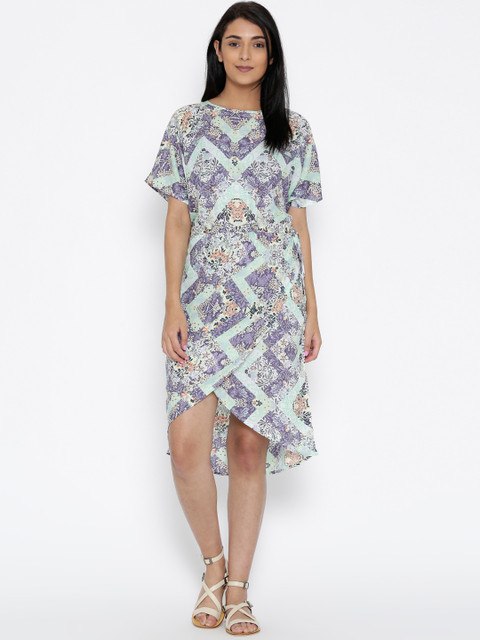 

The Kaftan Company Purple Women Printed Wrap Dress