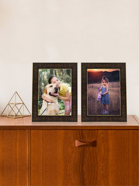 

RANDOM Set of 2 Camel Brown Synthetic Individual Table-Top Photo Frames