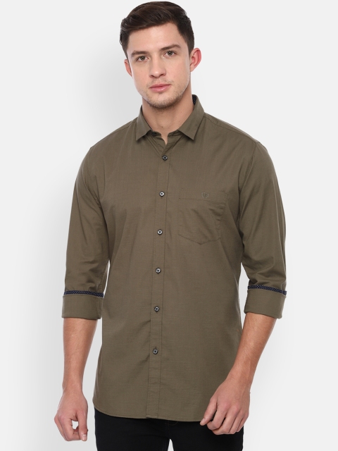 

Van Heusen Sport Men Olive Green Slim Fit Solid Casual Shirt