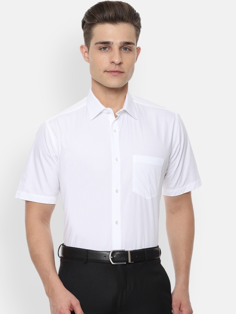Van Heusen Men White Regular Fit Solid Formal Shirt
