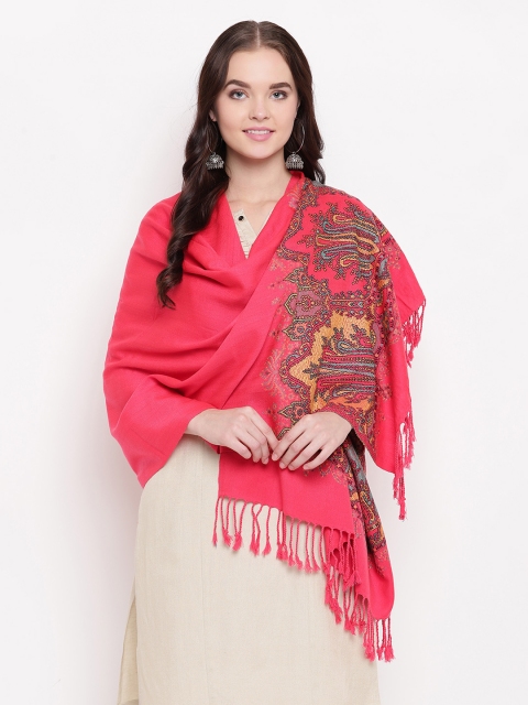 

HK colours of fashion Women Coral Woven Design Stole