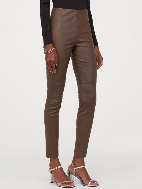 

H&M Women Camel Brown Leather Leggings