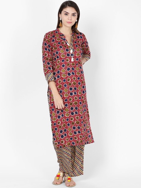 

Soch Women Maroon & Beige Printed Kurta with Palazzos