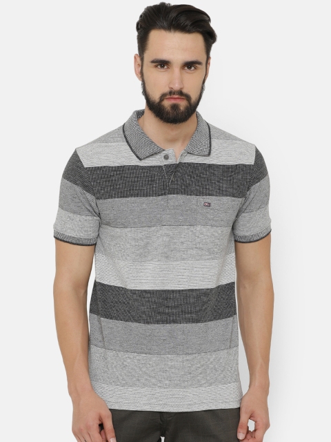 

COOL COLORS Men Grey Self Design Polo Collar T-shirt