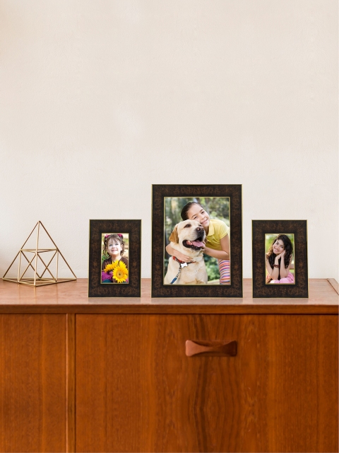 

RANDOM Set of 3 Camel Brown Synthetic Individual Table-Top Collage Photo Frames