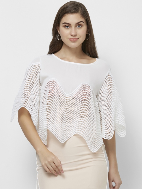 

bebe Women White Self Design Cape Top
